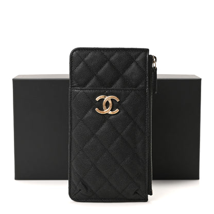 Chanel Caviar Quilted Striated Classic Flat Wallet Pouch  Black 11 of 11