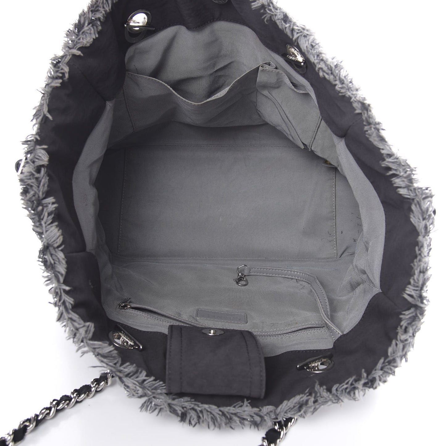 Canvas Stitched Tweed Large Tote Black
