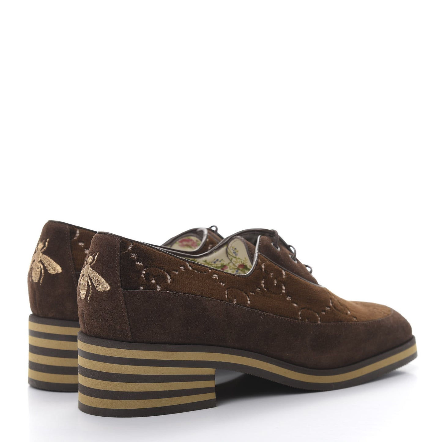 Velvet GG Monogram Thompson Derby Loafers 38 Vintage Cocoa Brown