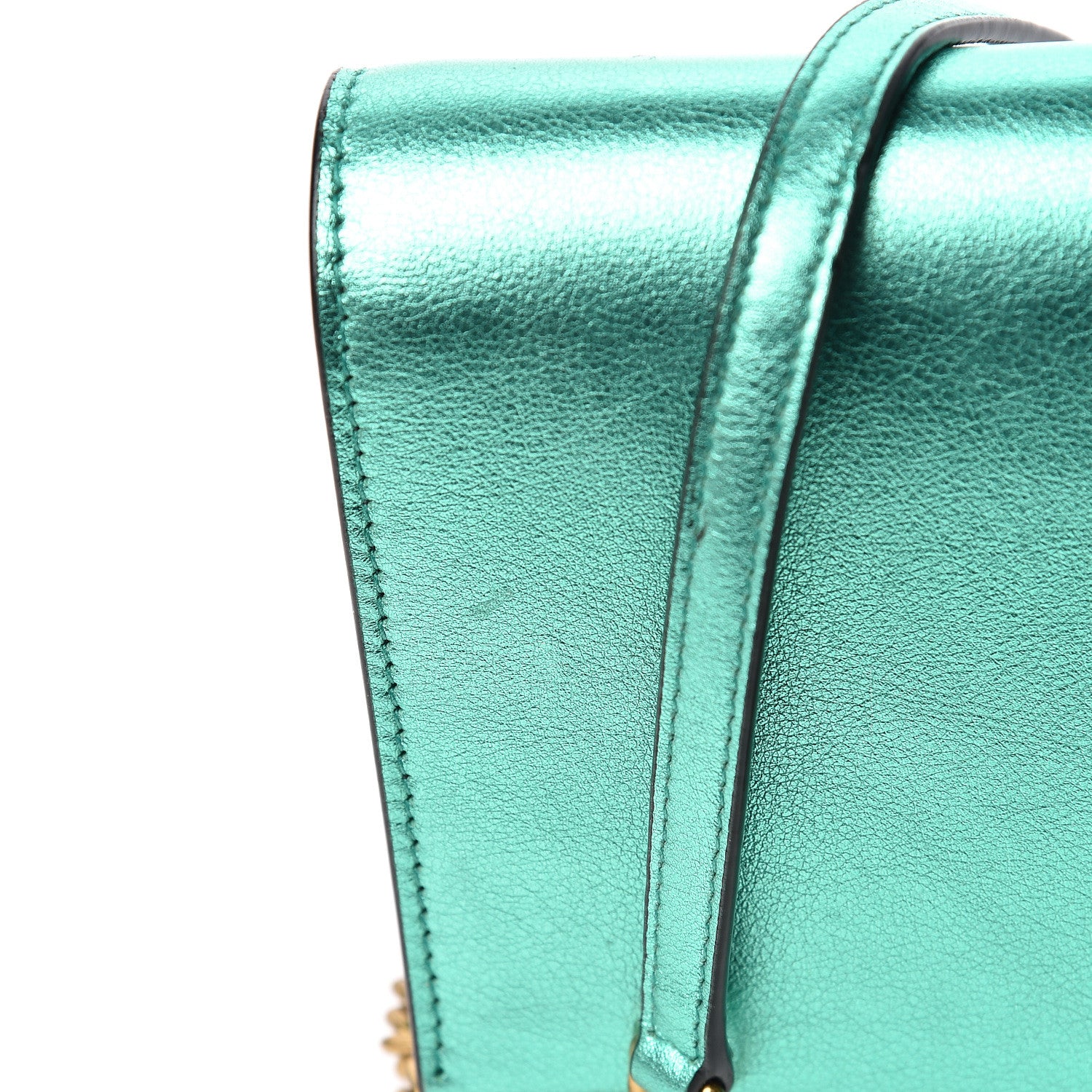 Saint Laurent Laminated Calfskin Classic Monogram Kate Tassel Chain Wallet Green 7 of 12