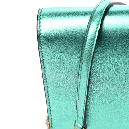 Saint Laurent Laminated Calfskin Classic Monogram Kate Tassel Chain Wallet Green 7 of 12