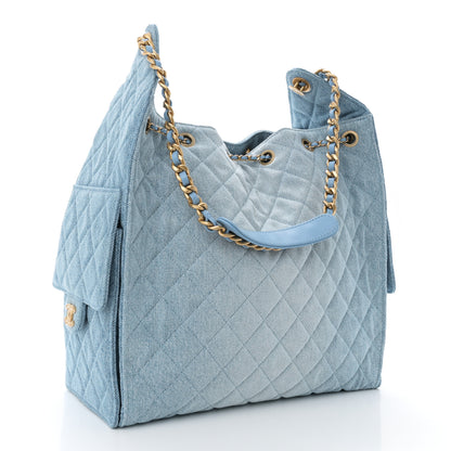 Chanel Washed Denim Quilted Medium Chanel 25 Handbag Blue 4 of 11