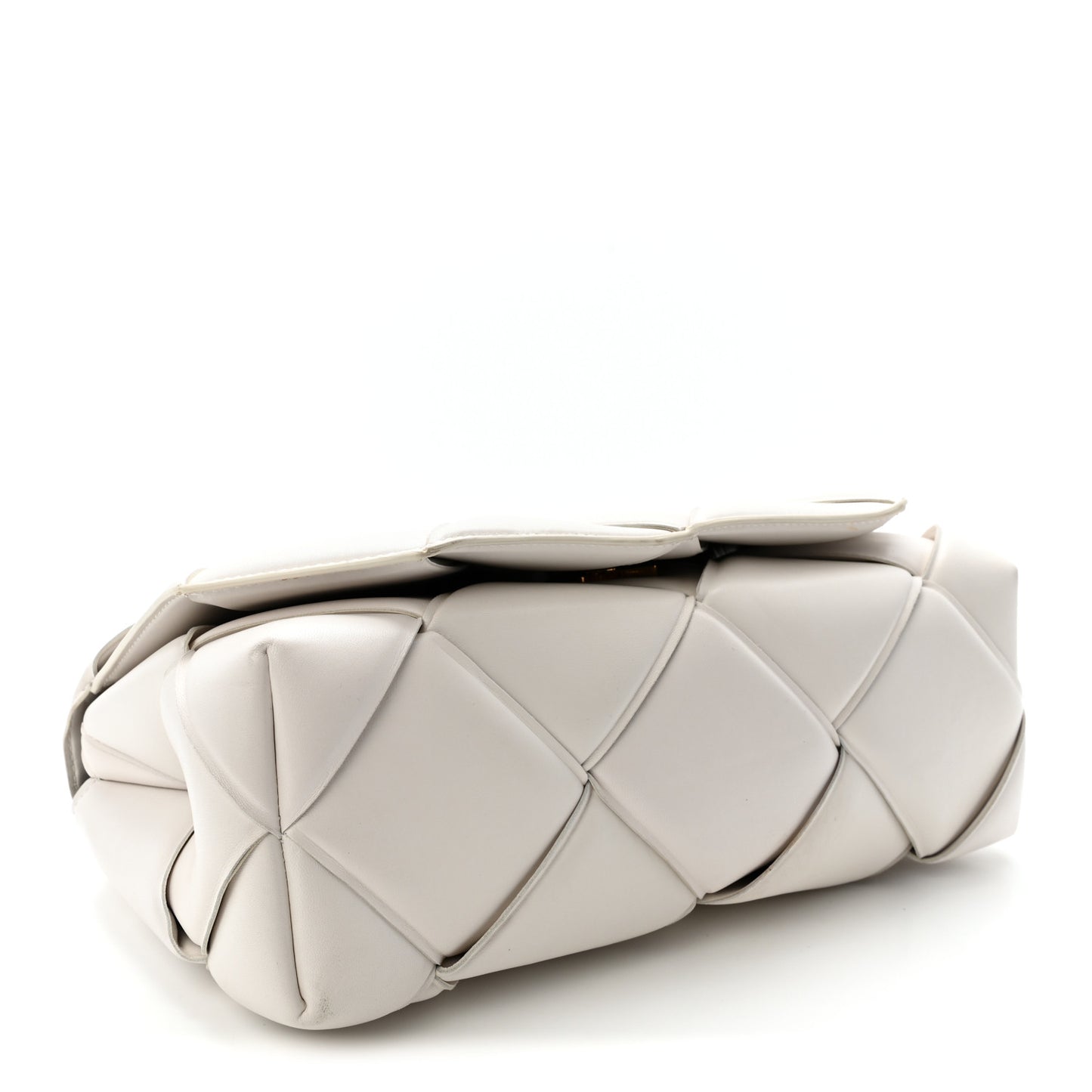 Nappa Intreccio Padded Top Handle Shoulder Bag White