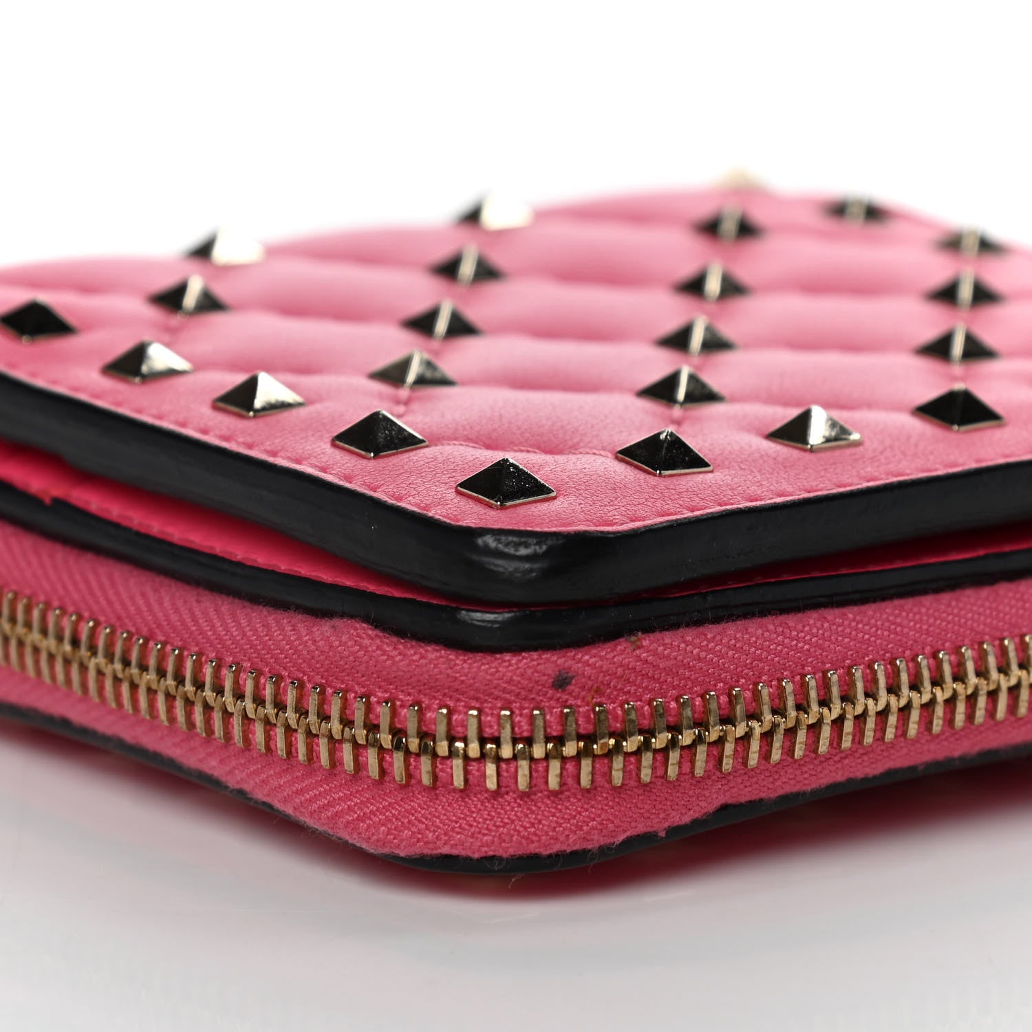 Valentino Garavani Nappa Rockstud Spike Compact Zip Around Wallet Shadow Pink 17 of 23