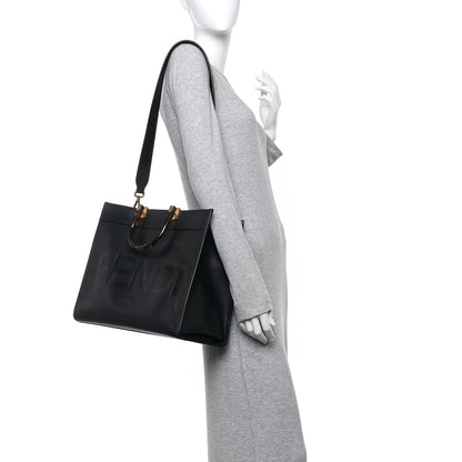 Fendi Vitello King Plexiglass Medium Fendi Sunshine Shopper Tote Black 2 of 10