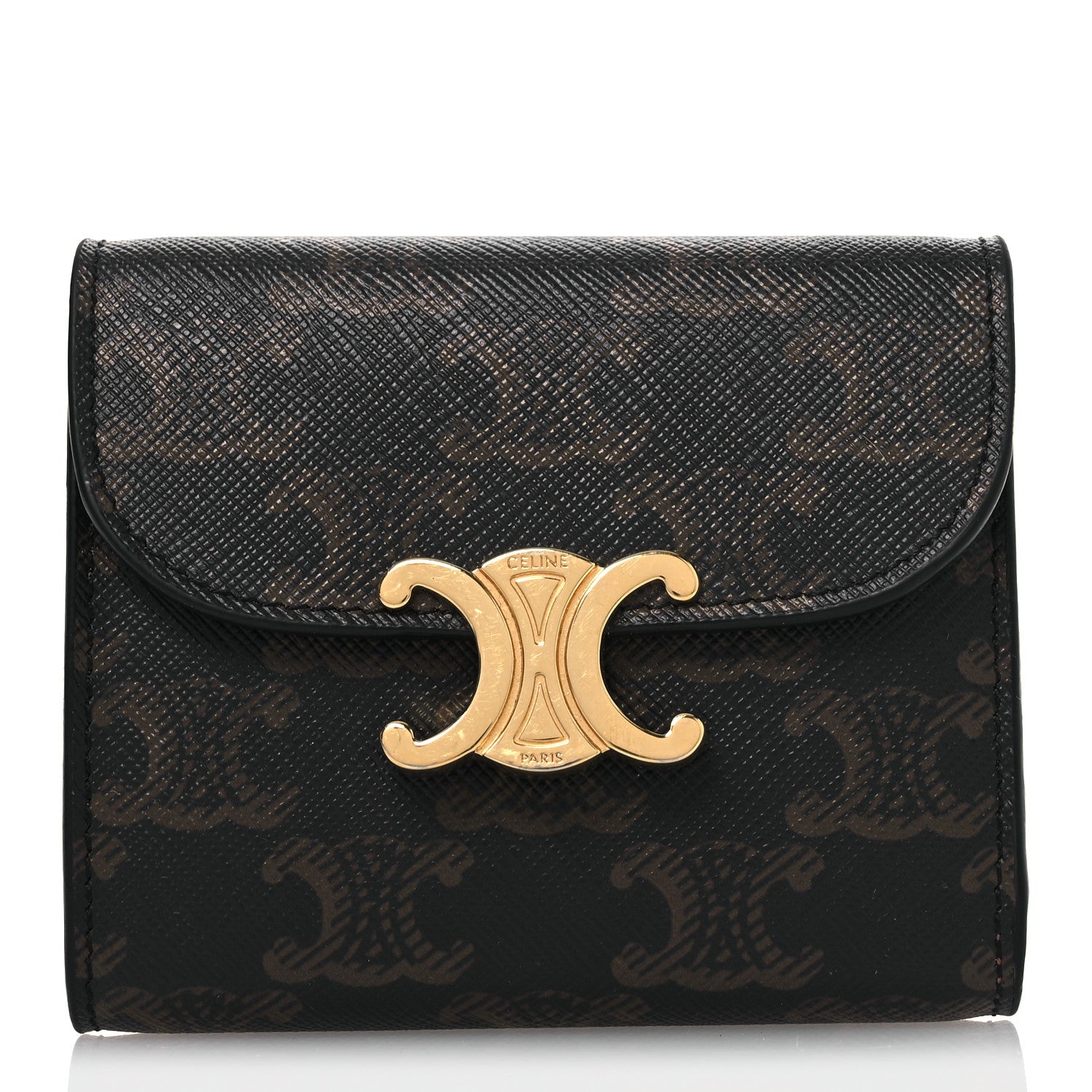 Celine Triomphe Canvas Small Triomphe Wallet Tan 1 of 12