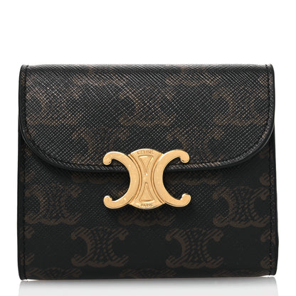 Celine Triomphe Canvas Small Triomphe Wallet Tan 1 of 12