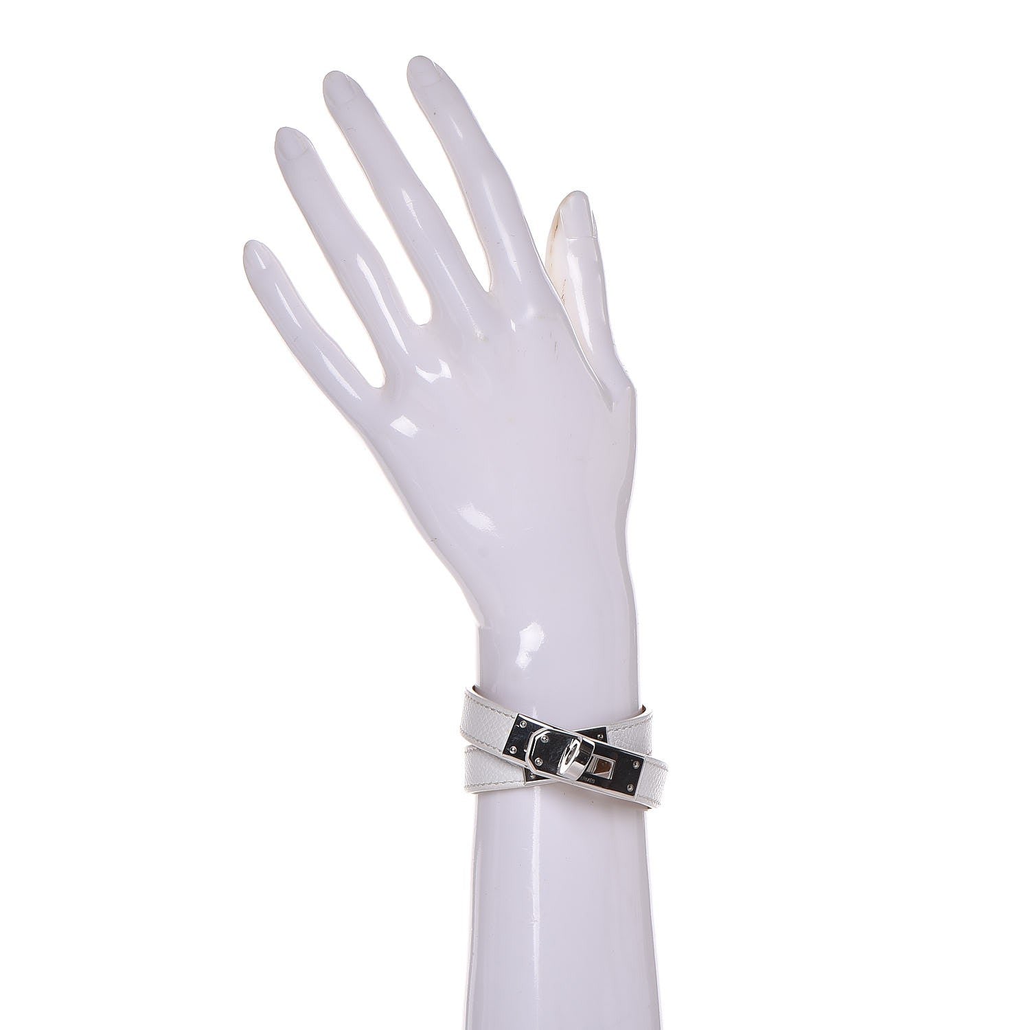 Hermes Epsom Kelly Double Tour Bracelet XS Blanc White 2 of 5