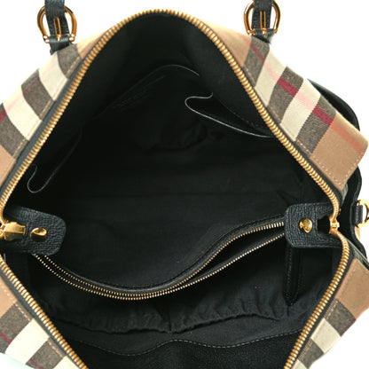 Burberry Grainy Calfskin House Check Mason Diaper Tote Black 4 of 9