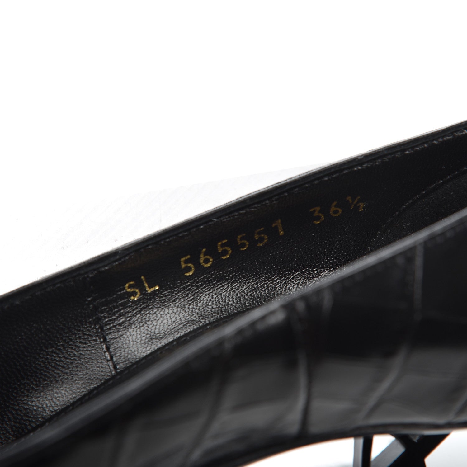 Saint Laurent Calfskin Crocodile Embossed Opyum 110 Pumps 36.5 Black 8 of 9