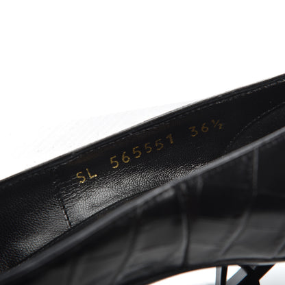 Saint Laurent Calfskin Crocodile Embossed Opyum 110 Pumps 36.5 Black 8 of 9