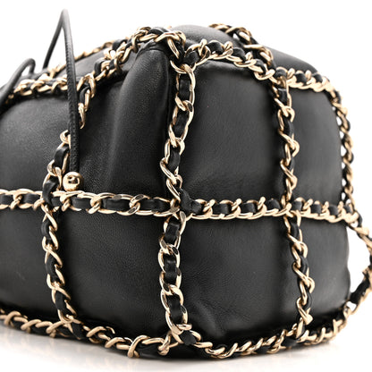 Chanel Lambskin Bucket Chain Drawstring Bag Black 9 of 13
