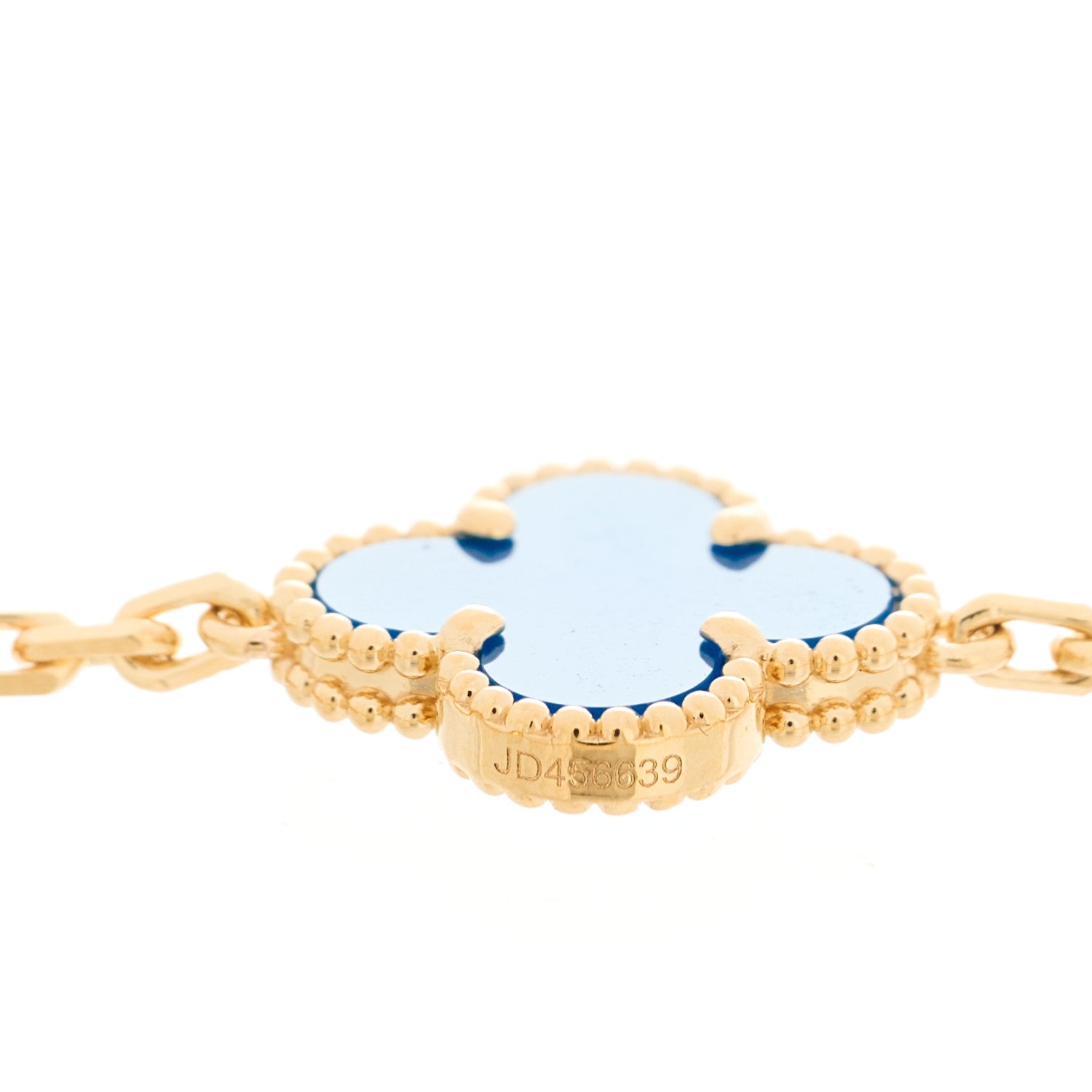 Van Cleef & Arpels 18K Yellow Gold Blue Agate 5 Motifs Vintage Alhambra Bracelet 4 of 5