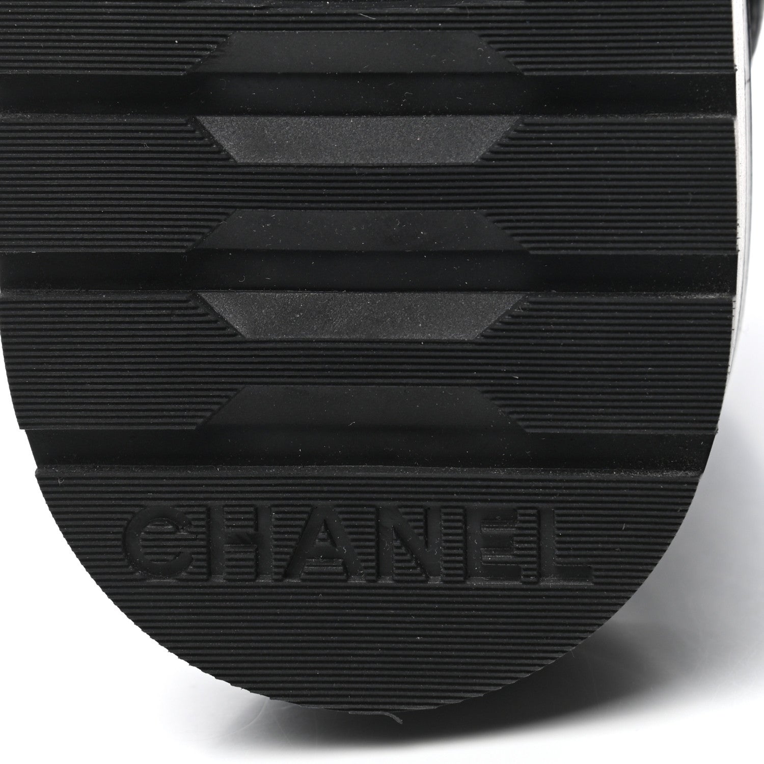 Chanel Shiny Goatskin Calfskin Quilted Lace Up Combat Boots 37 Black 6 of 9