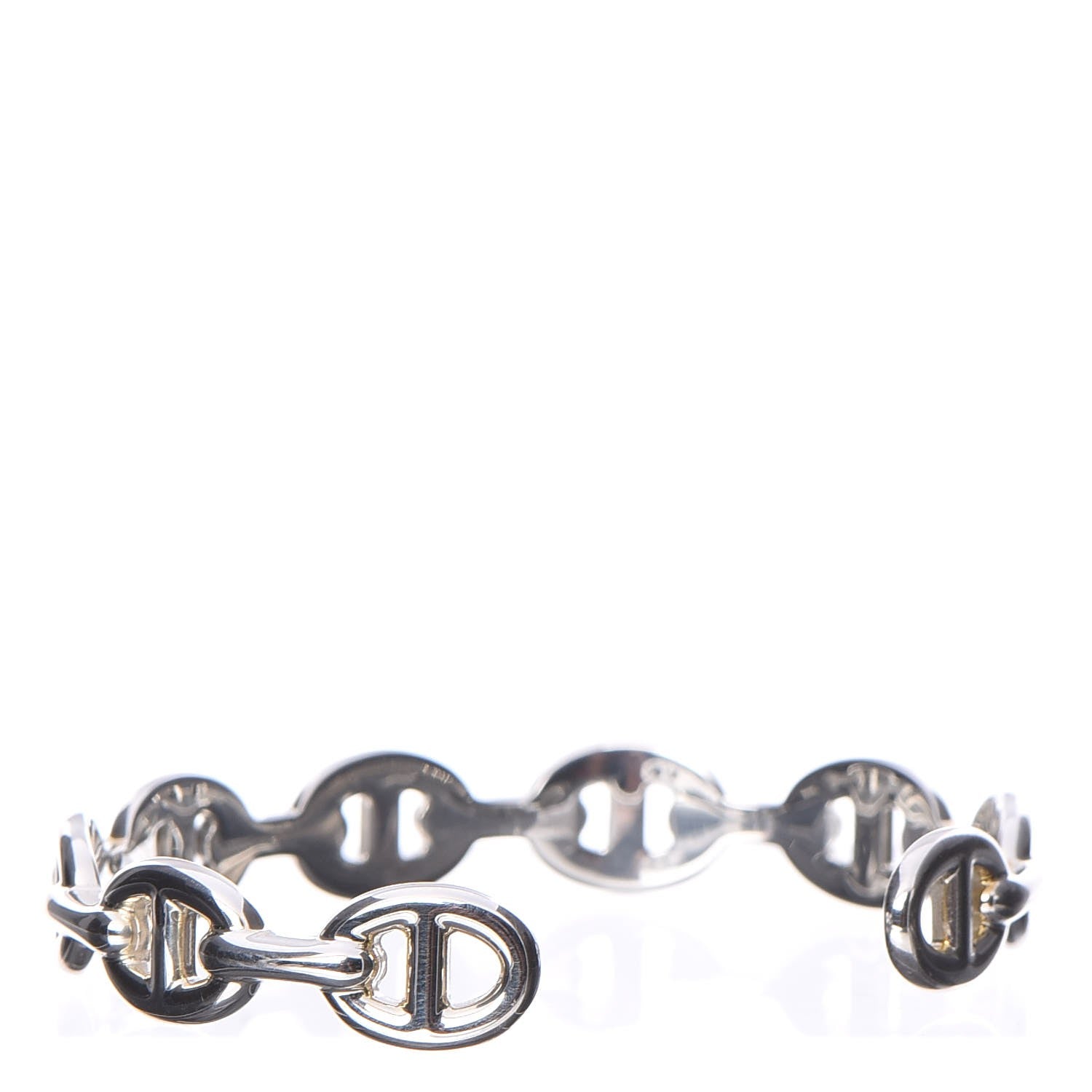 Hermes Sterling Silver MM Chaine d'Ancre Enchainee Cuff Bracelet LG 3 of 5