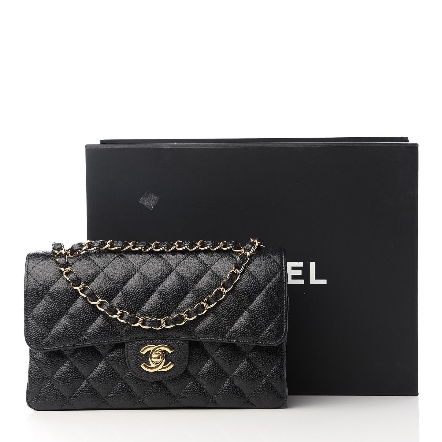 Caviar Quilted Small Double Flap Black