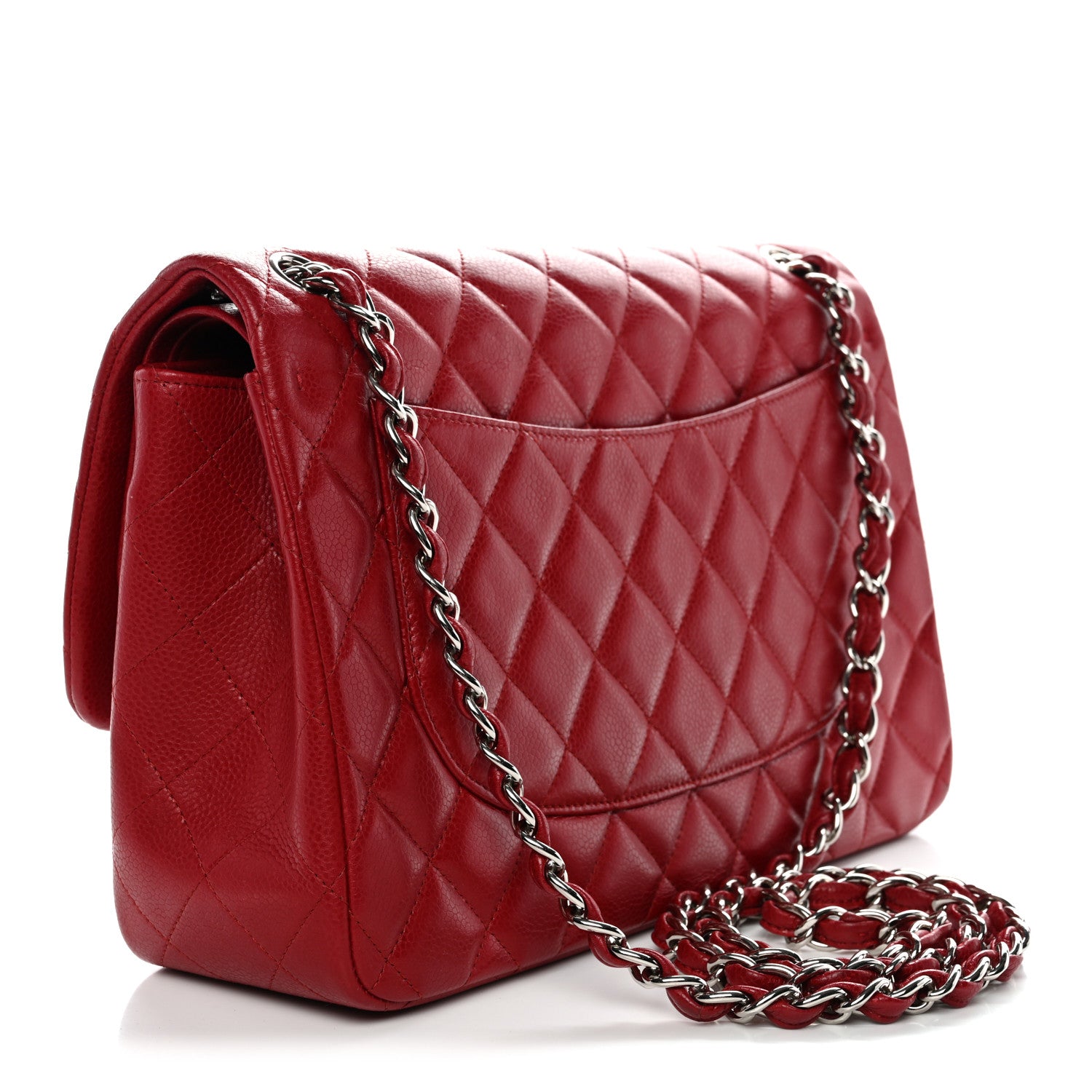 Chanel Caviar Quilted Jumbo Double Flap Dark Red 3 of 13