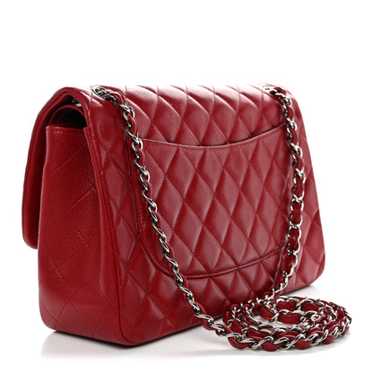 Chanel Caviar Quilted Jumbo Double Flap Dark Red 3 of 13