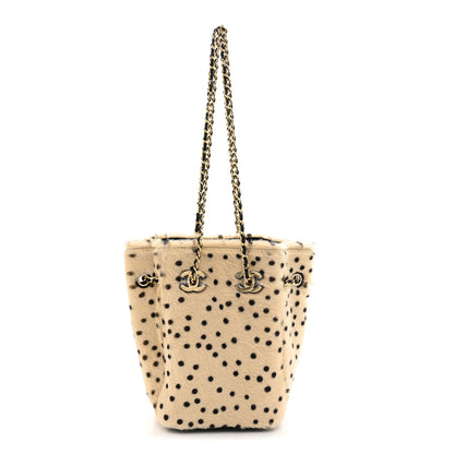 Chanel Pony Hair Cheetah Printed CC Chain Bucket Bag Light Beige Black 1 of 11