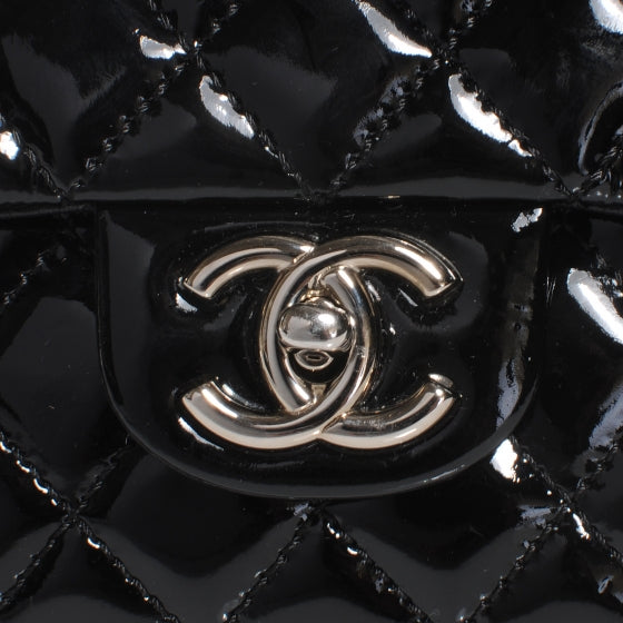 Chanel Patent Medium Double Flap Black 5 of 9
