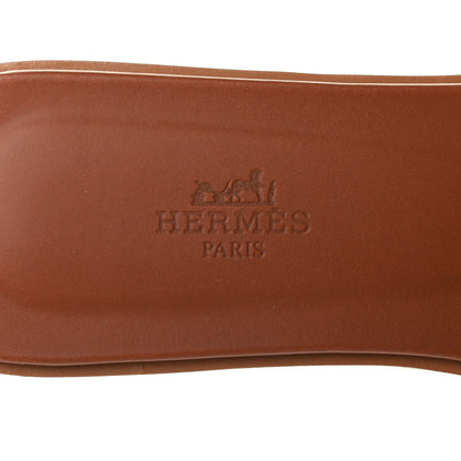 Hermes Box Calfskin Oran Sandals 38.5 Gold 7 of 8