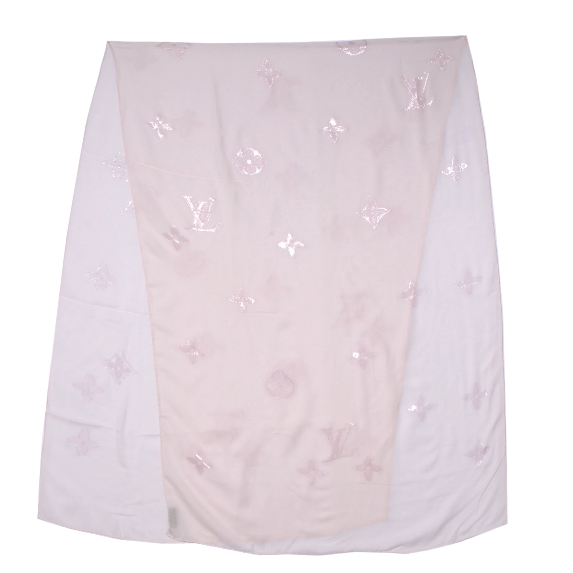 Louis Vuitton Silk Polyamide Glitter Monogram Stole Pale Pink 3 of 5