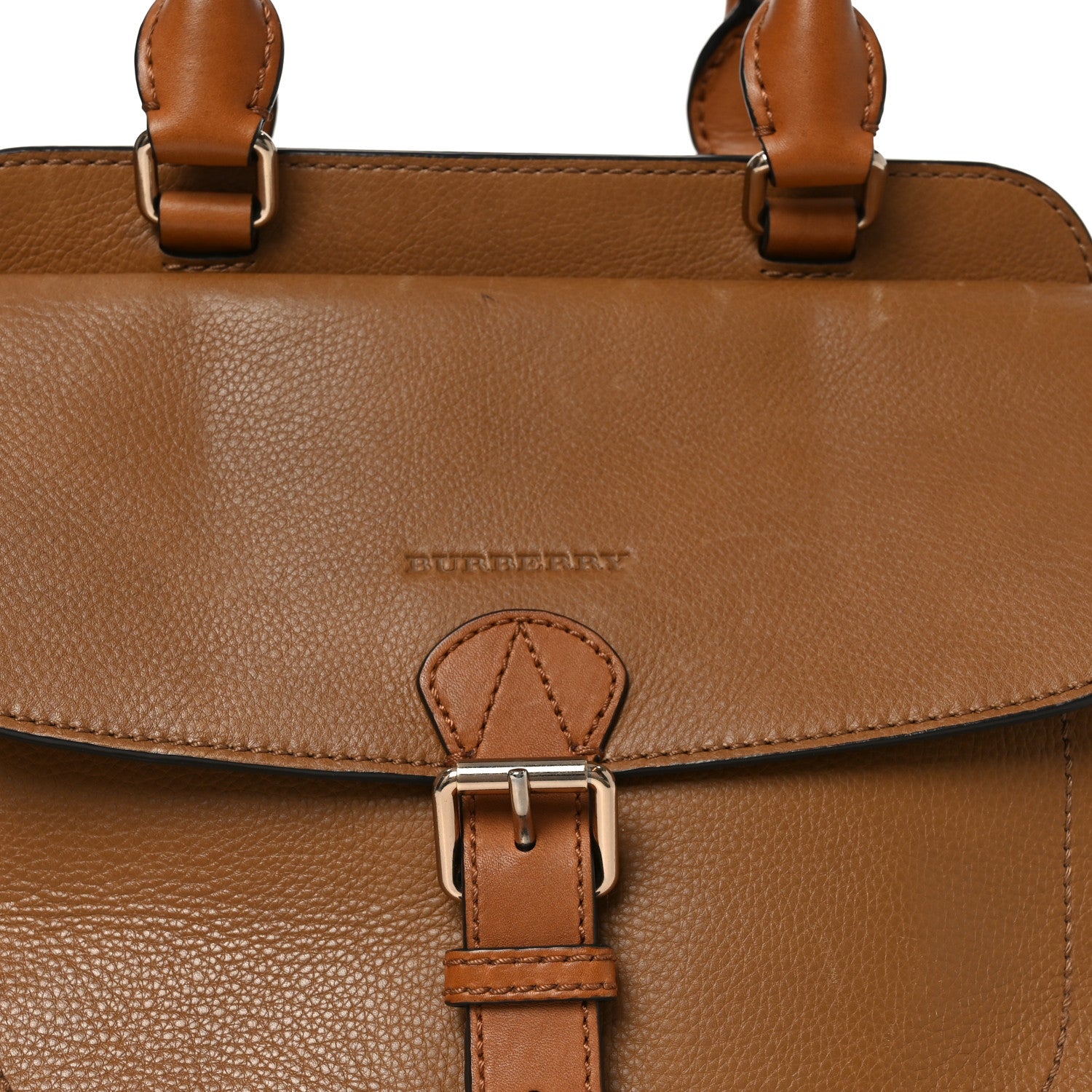 Burberry Mega Check Grained Calfskin Medium Harcourt Satchel Saddle Brown 12 of 19