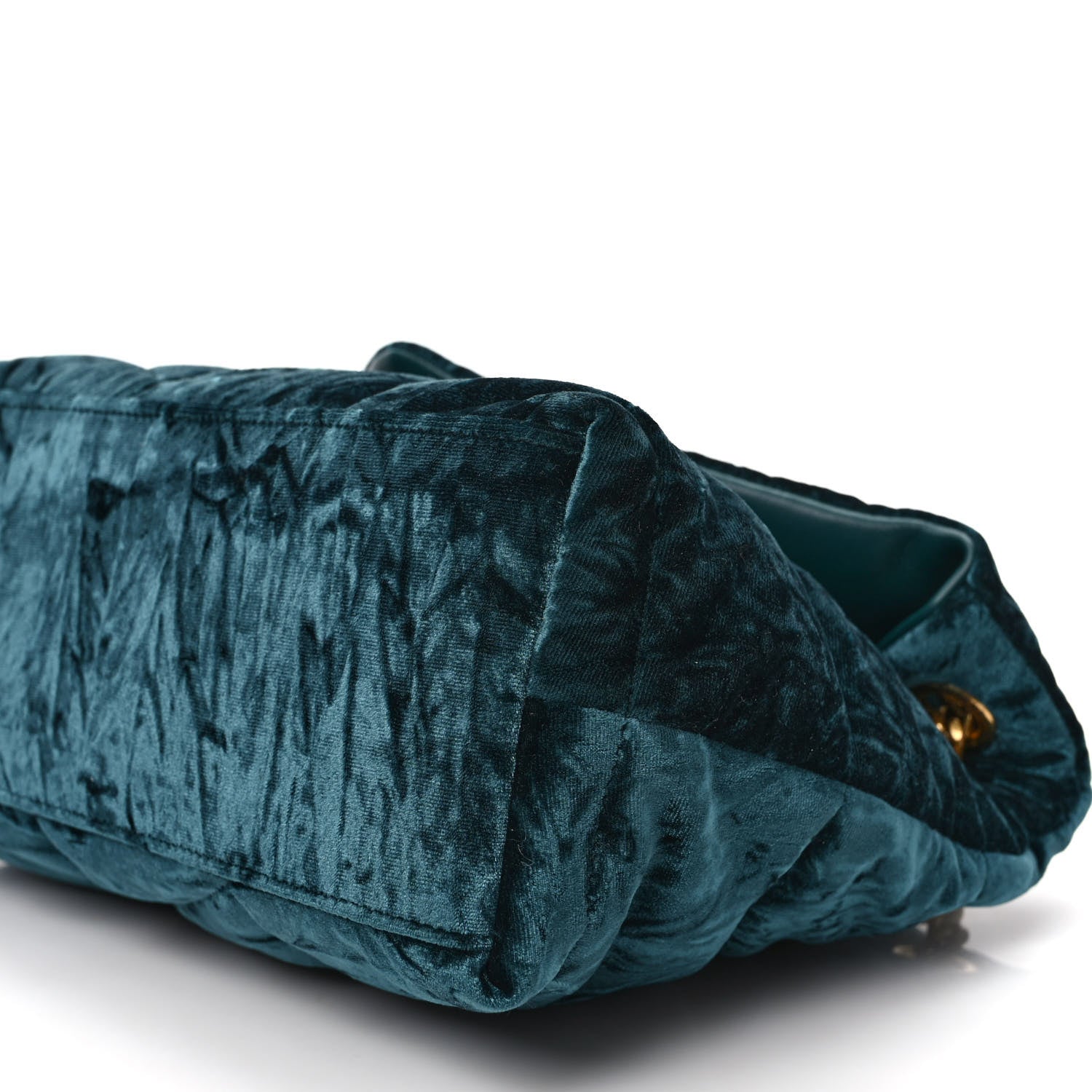 Saint Laurent Crushed Velvet Quilted Small Loulou Puffer Monogram Chain Satchel Emerald 8 of 8