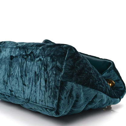 Saint Laurent Crushed Velvet Quilted Small Loulou Puffer Monogram Chain Satchel Emerald 8 of 8