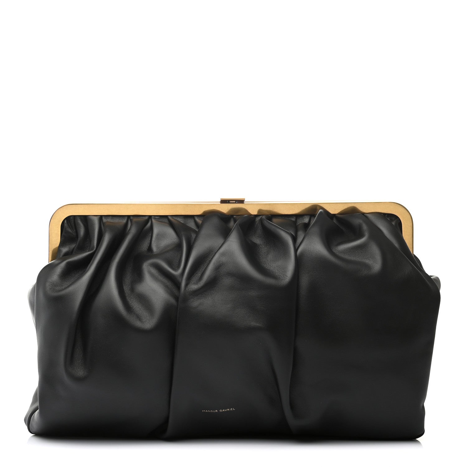 Mansur Gavriel Lambskin Wave Frame Clutch Black 1 of 7