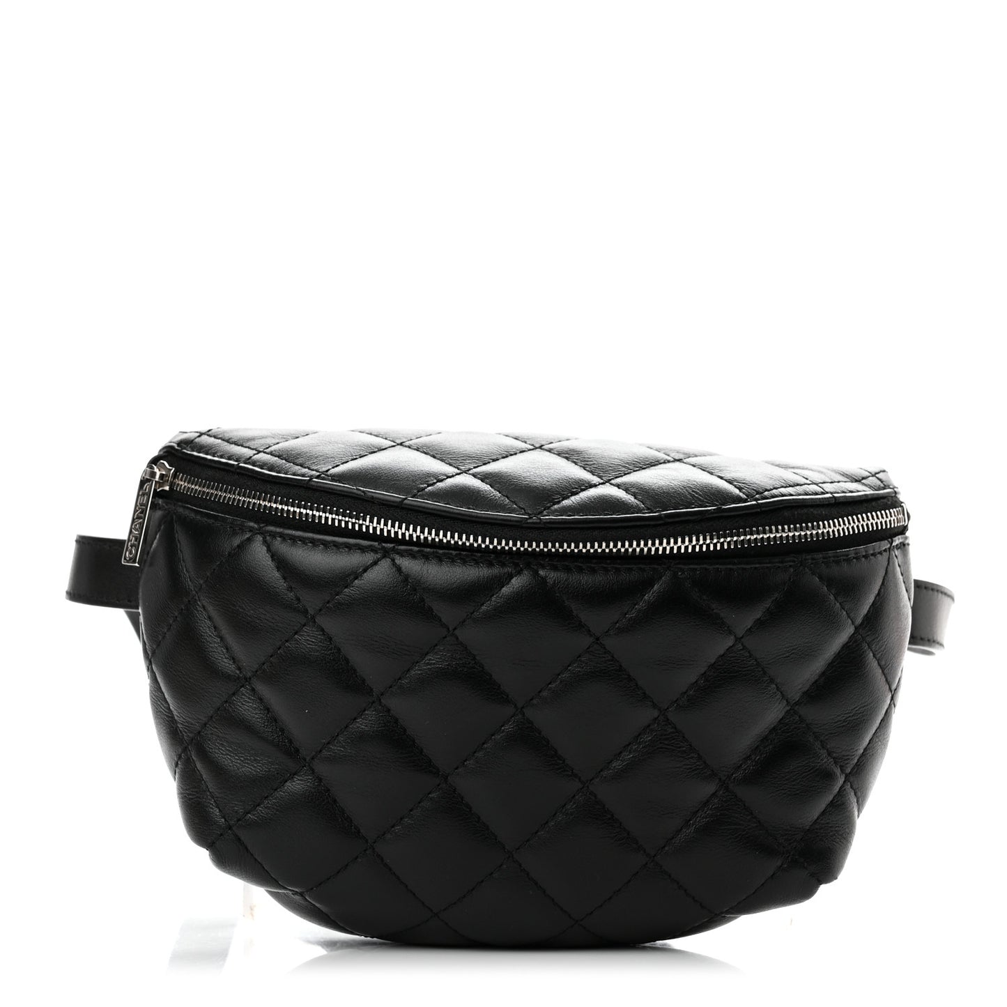 Calfskin Quilted Waist Belt Bag Black