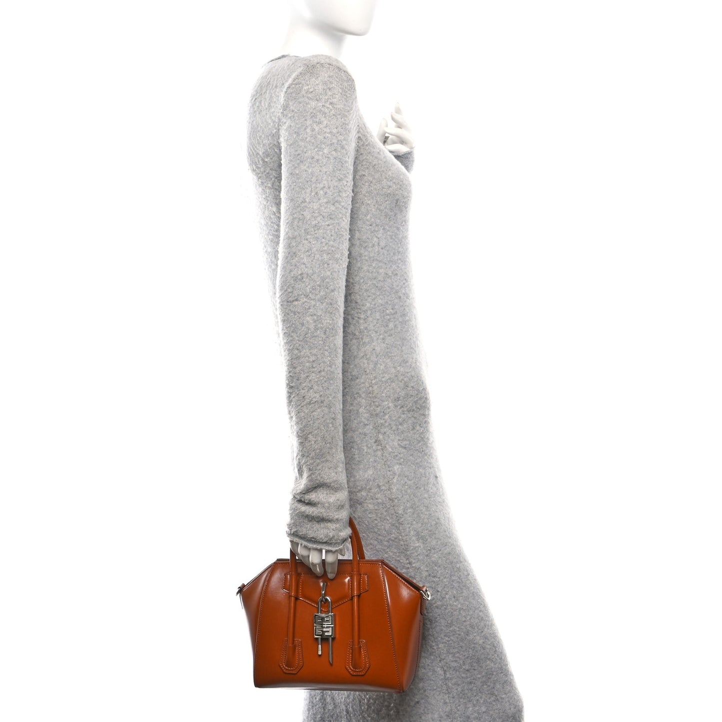 Box Calfskin Mini Lock Antigona Shoulder Bag Beige Chestnut