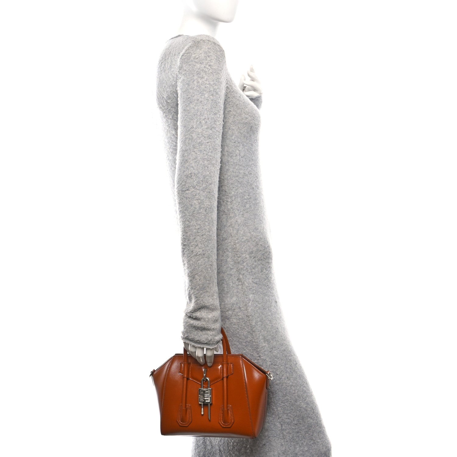 Givenchy Box Calfskin Mini Lock Antigona Shoulder Bag Beige Chestnut 2 of 10