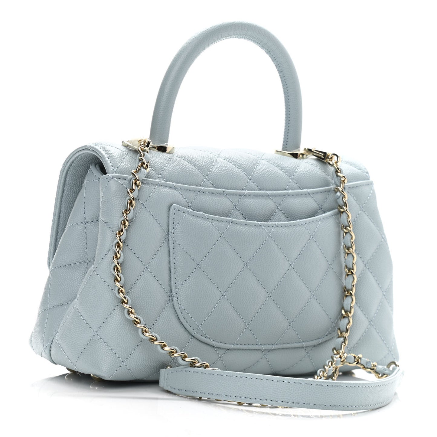 Caviar Quilted Mini Coco Handle Flap Light Blue