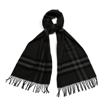 Burberry Cashmere Giant Check Fringe Scarf Grey 1 of 3