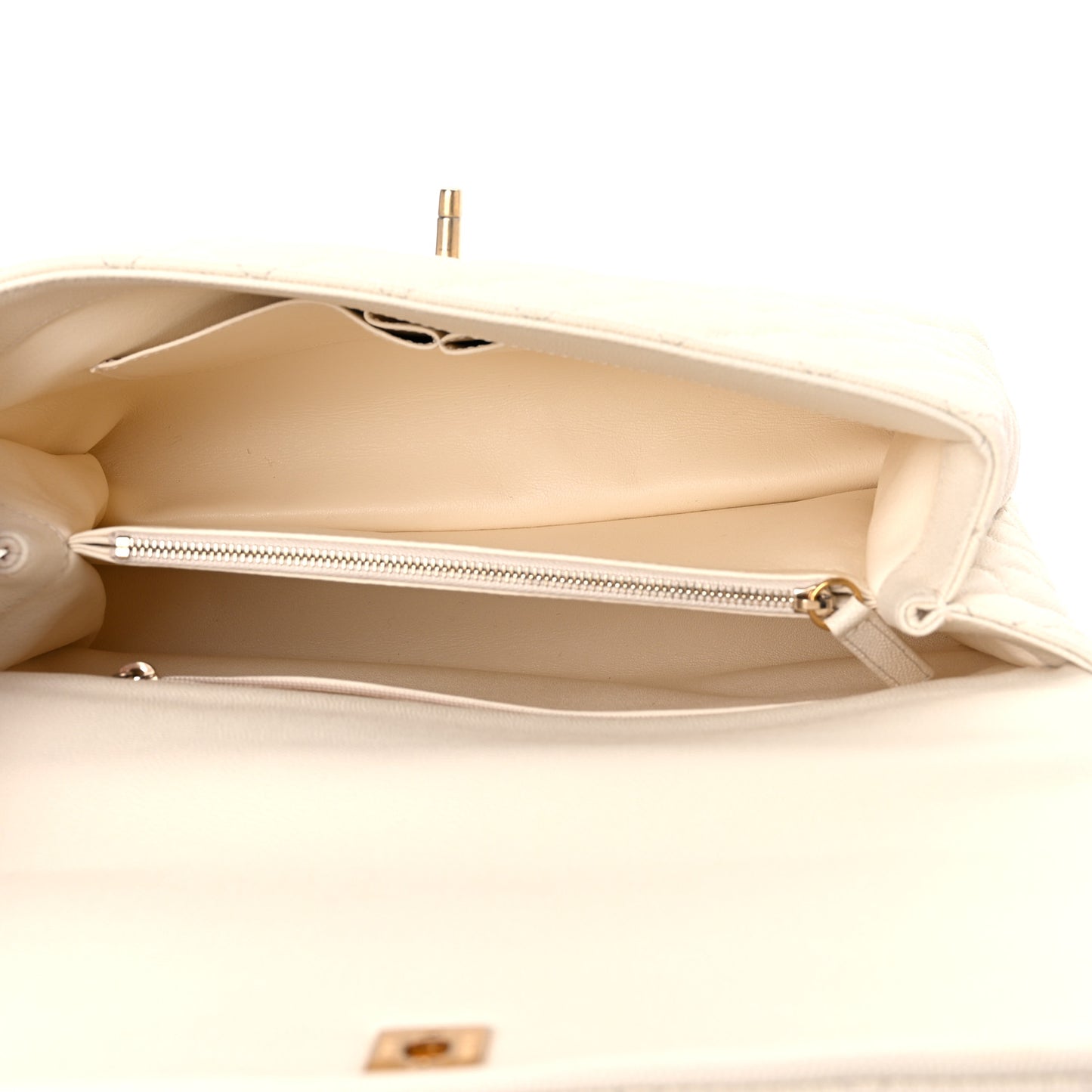 Caviar Lizard Quilted Medium Coco Handle Flap Ivory