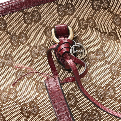 Gucci Monogram Textured Calfskin Medium Bree Zippered Tote Beige Ebony Peonia Flower 11 of 11