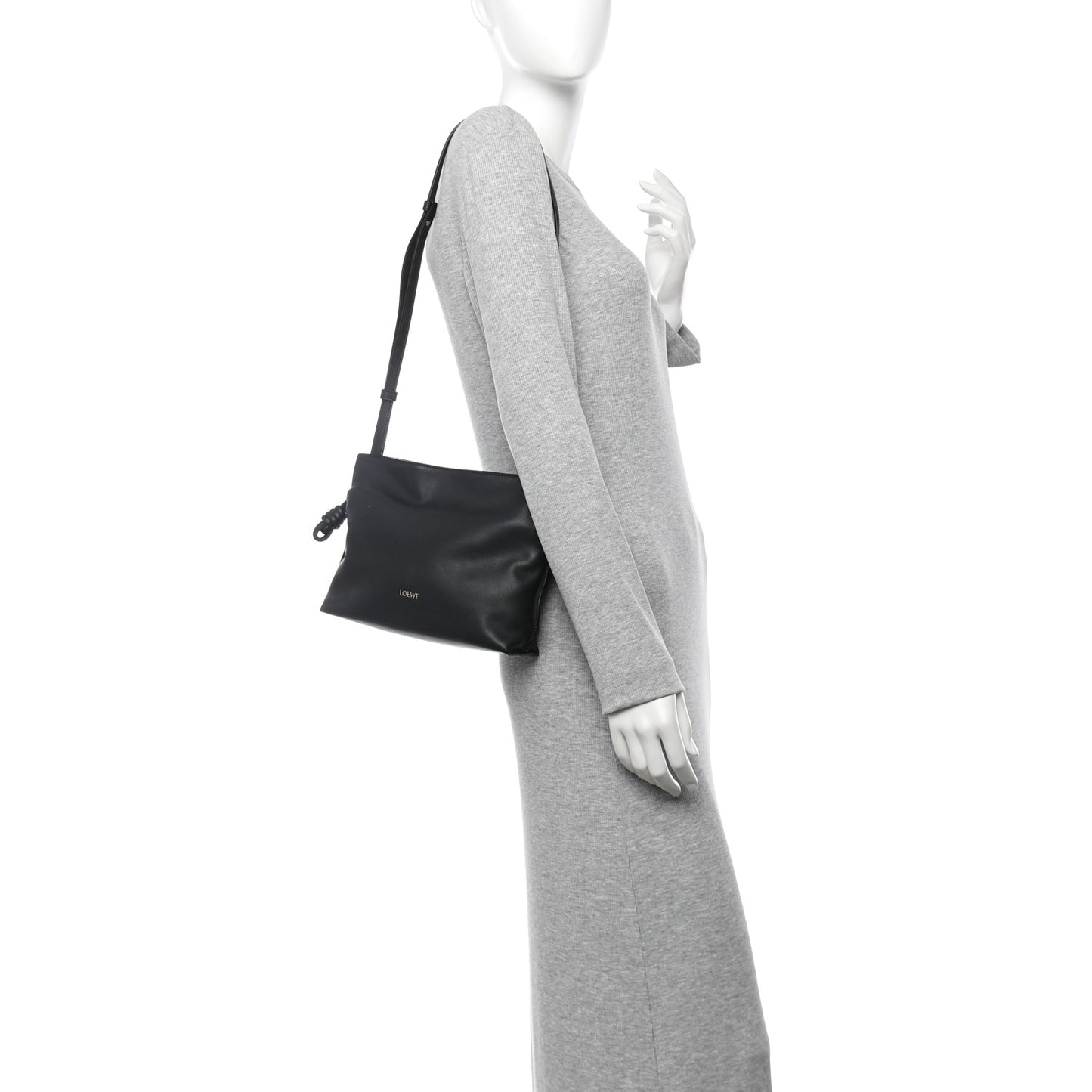 Calfskin Mini Flamenco Knot Clutch Black