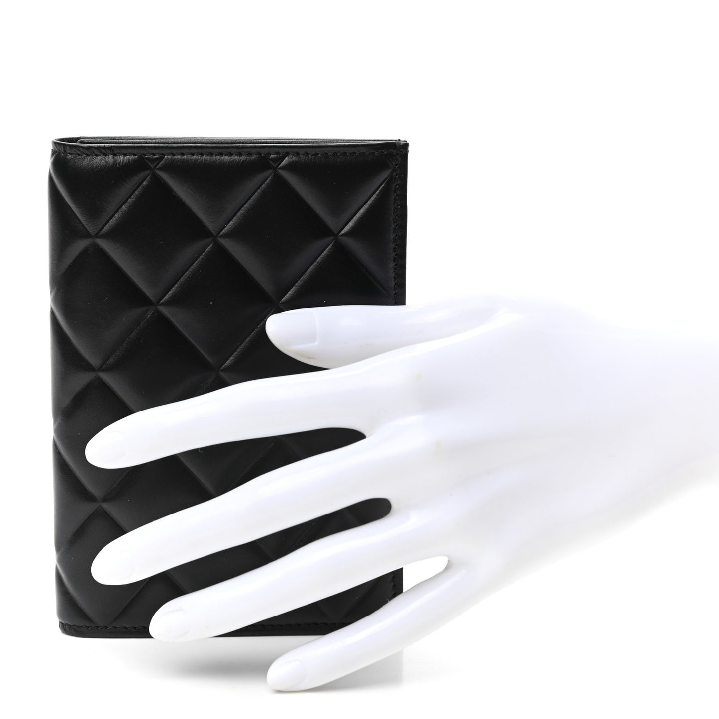 Calfskin Quilted Passport Holder Black