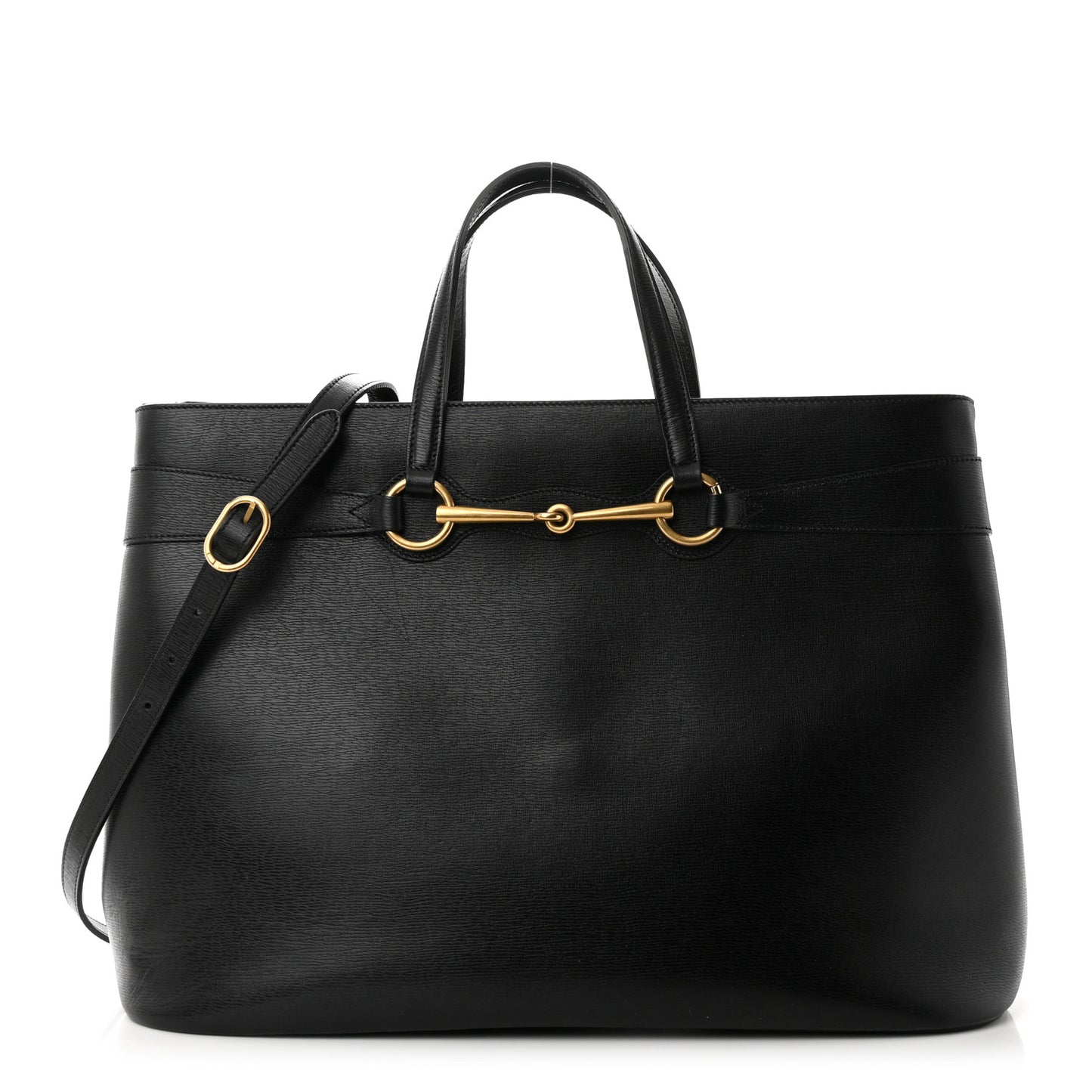 Textured Calfskin Large Bright Bit Tote Black