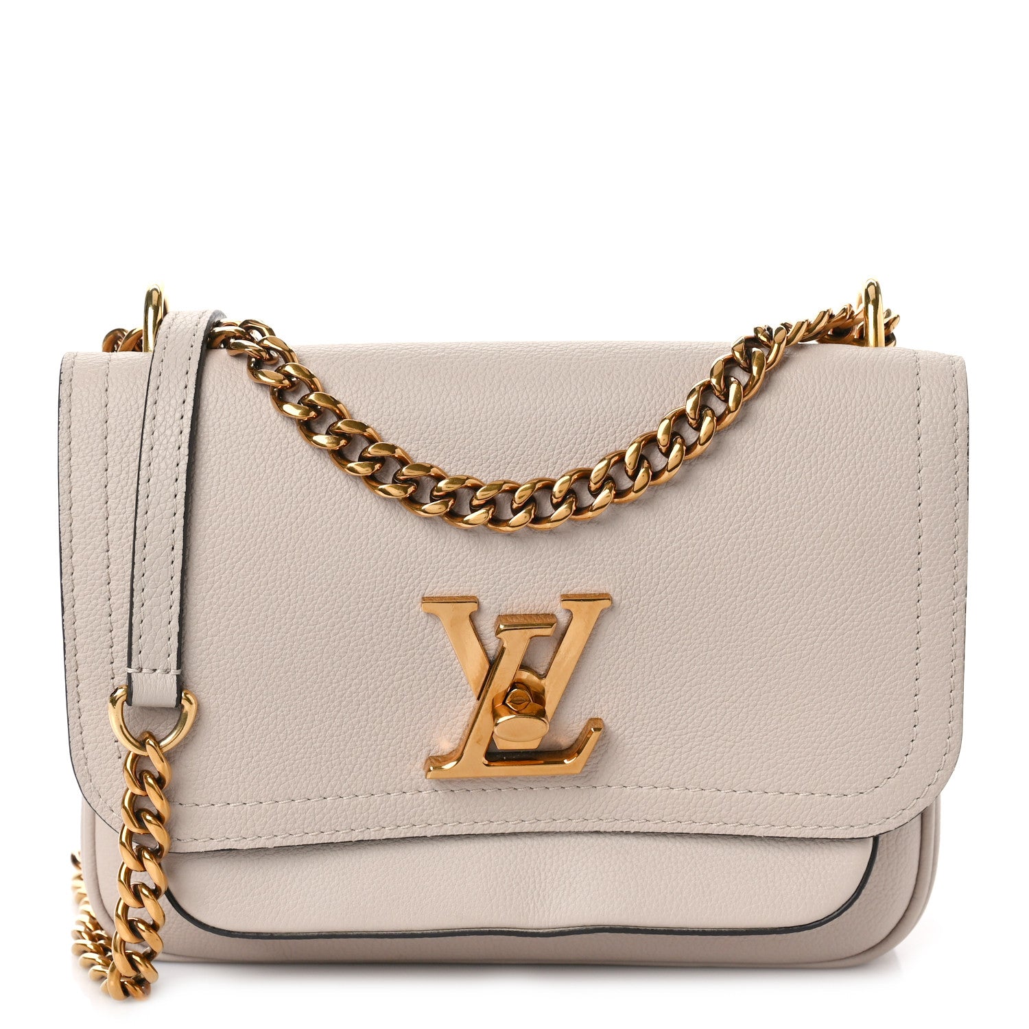 Louis Vuitton Grained Calfskin Lockme Chain Bag Greige 1 of 8