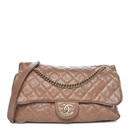 Chanel Crumpled Caviar Quilted Large Shiva Flap Beige 1 of 15