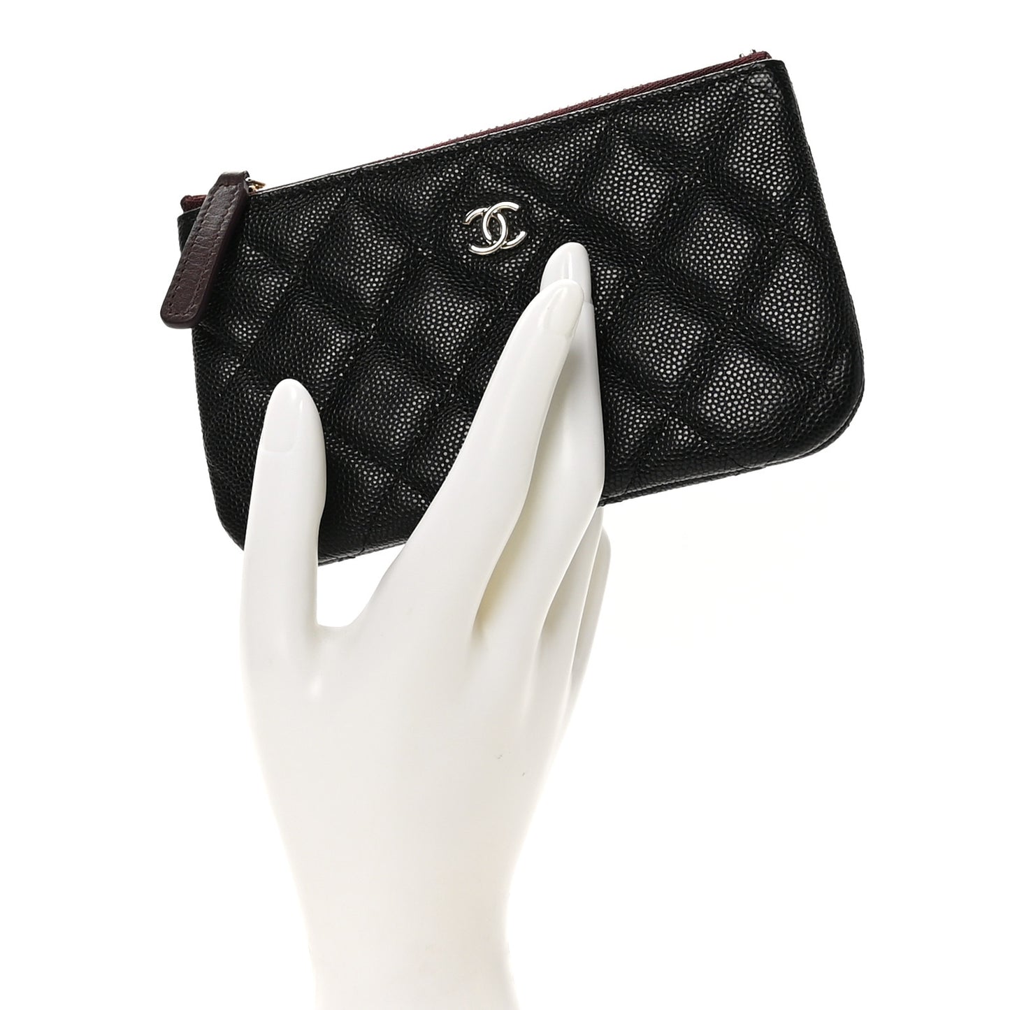 Caviar Quilted Small Cosmetic Case Black