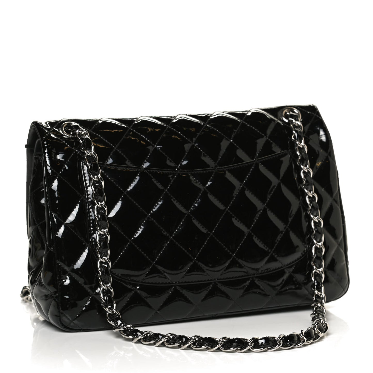 Patent Quilted Jumbo Double Flap Black