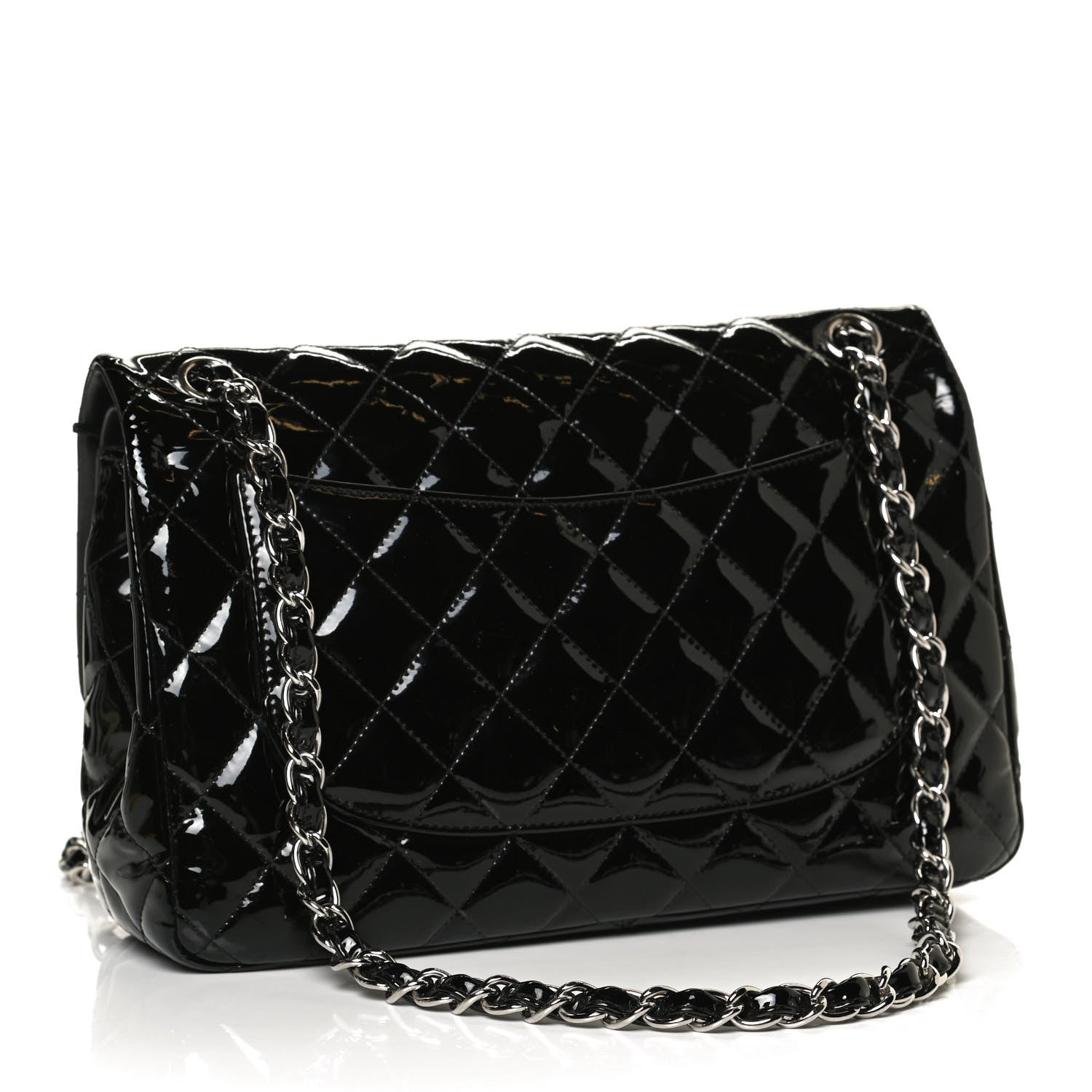 Chanel Patent Quilted Jumbo Double Flap Black 2 of 9