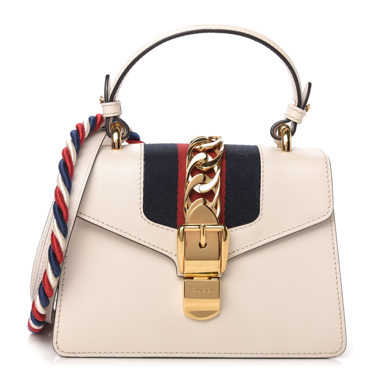 Gucci Calfskin Mini Sylvie Top Handle Bag White 1 of 12