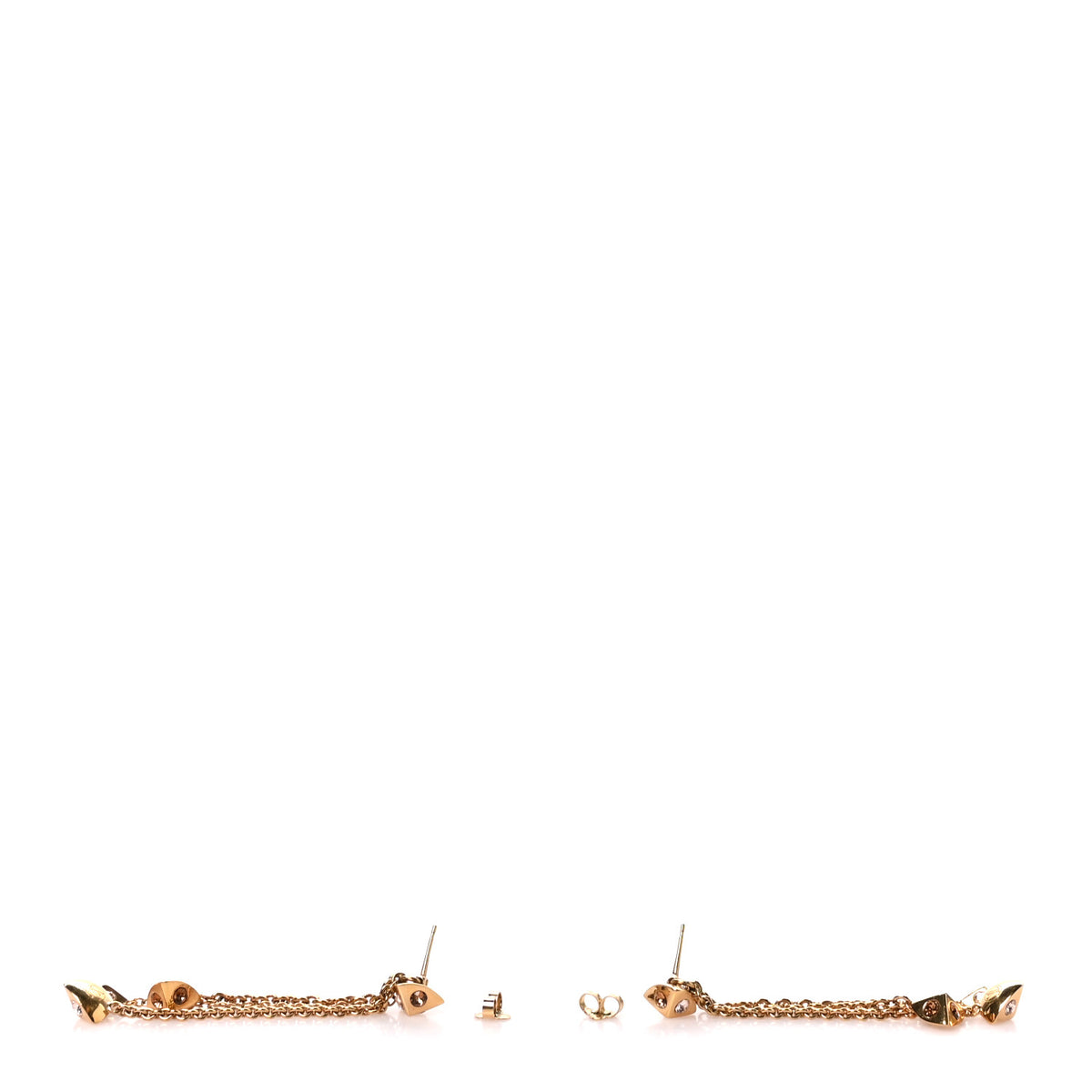 Louis Vuitton Crystal Chain Trunkies Earrings  Gold 3 of 4