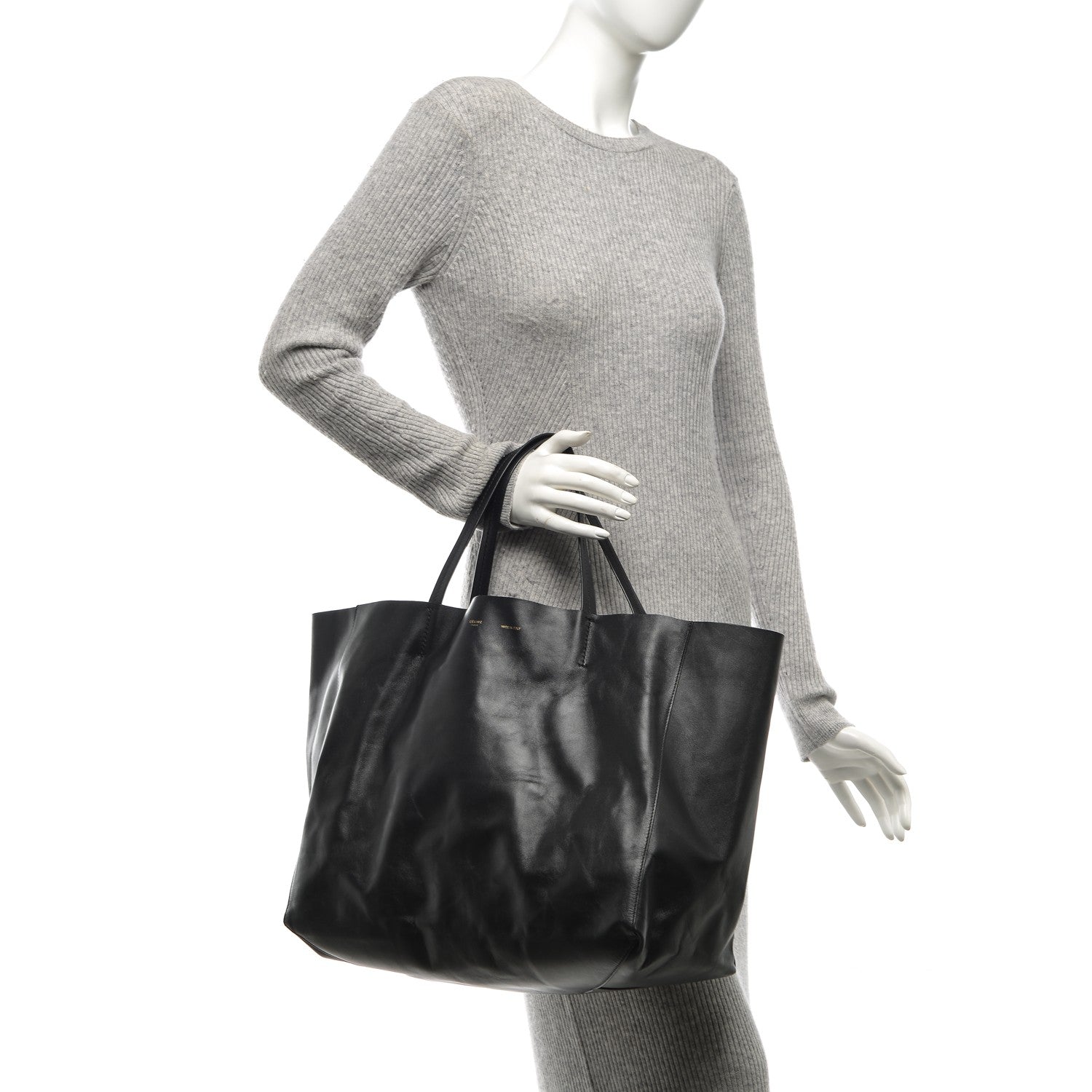 Celine Lambskin Horizontal Cabas Black 2 of 7