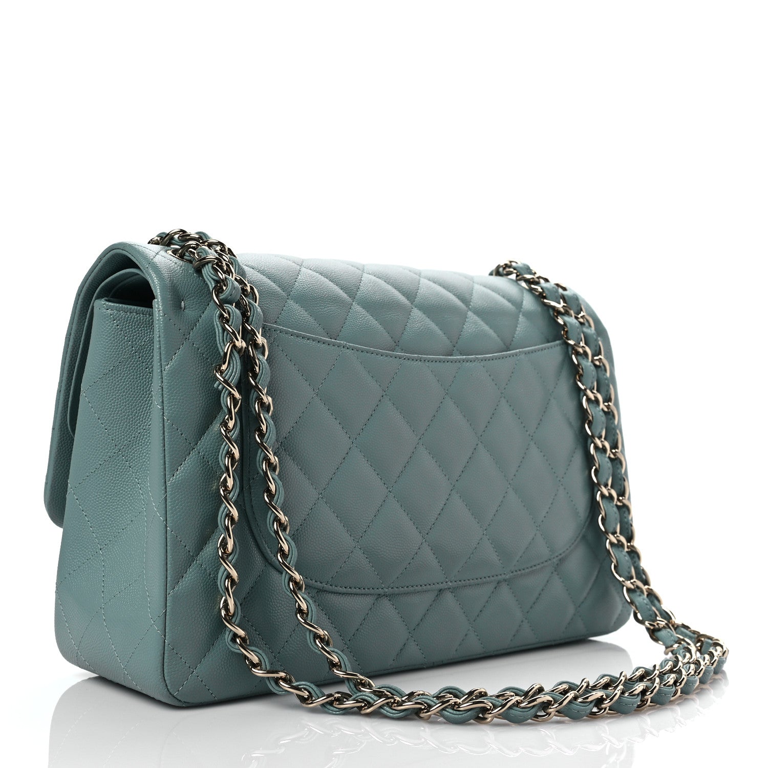 Chanel Caviar Quilted Jumbo Double Flap Dark Green 3 of 8