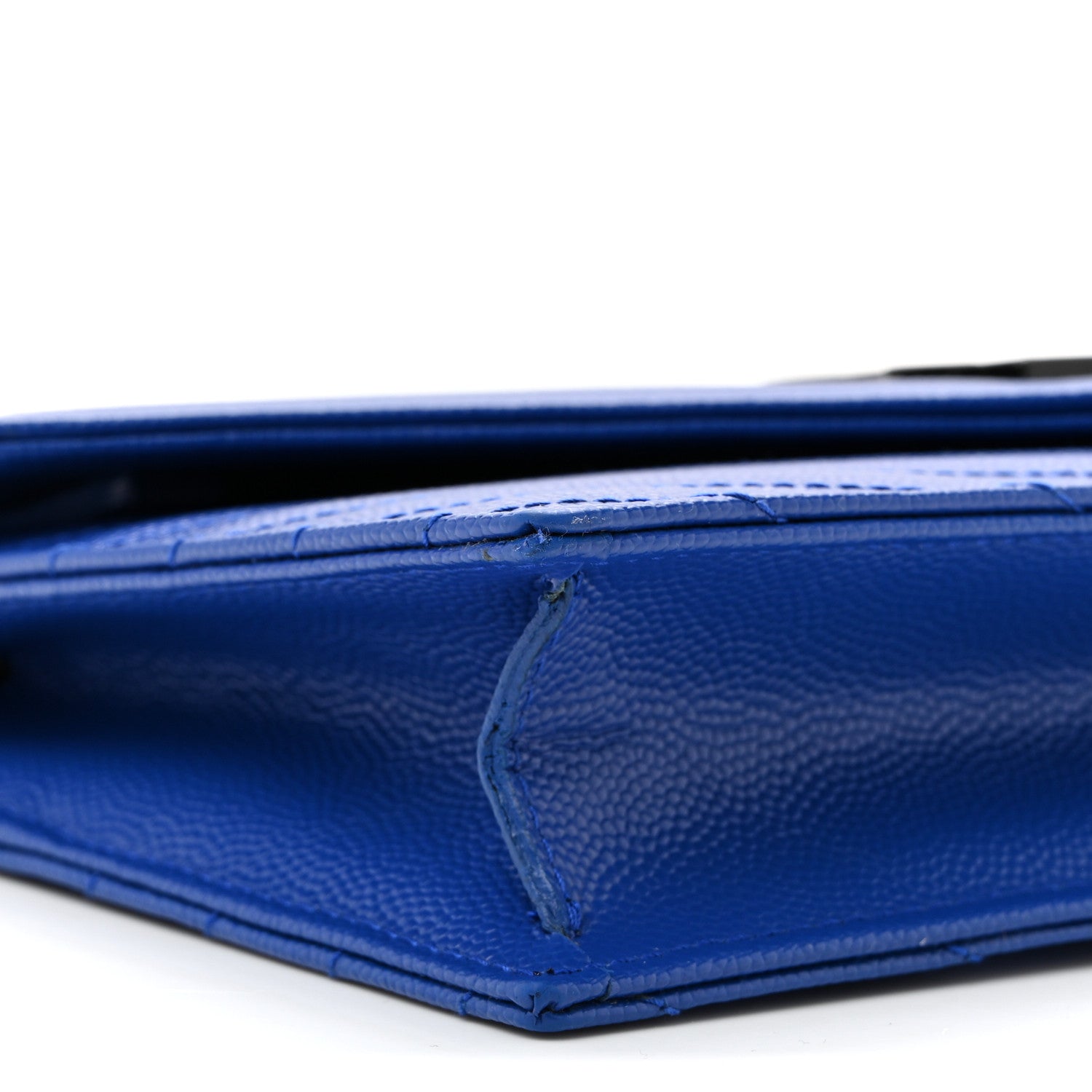Saint Laurent Grain De Poudre Matelasse Chevron Monogram Envelope Chain Wallet Blue Majorelle 10 of 11